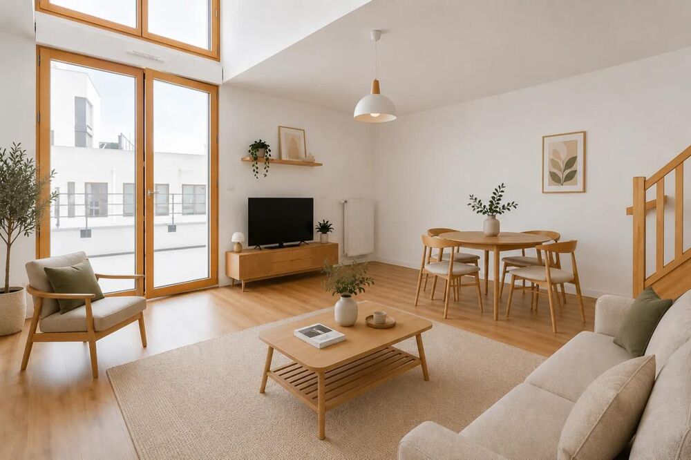 Duplex lumineux avec séjour impressionnant à double hauteur