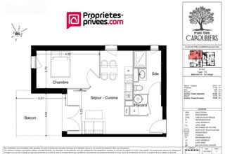  Appartement  vendre 2 pices 45 m