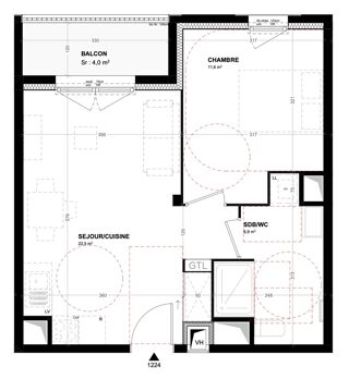  Appartement  vendre 2 pices 41 m