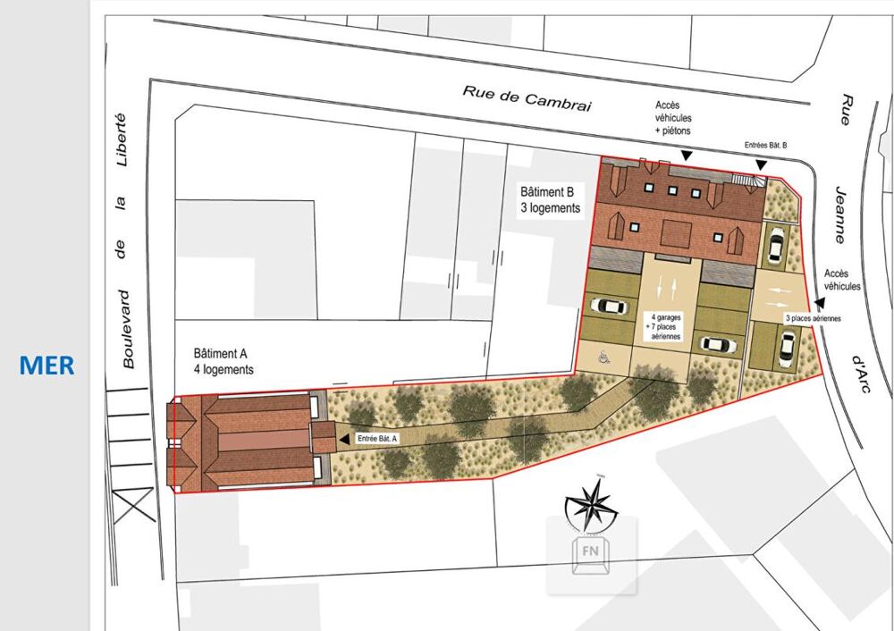 Appartement Ambleteuse 2 pièce(s) 44.3 m2 avec 2 terrasses et é parkings