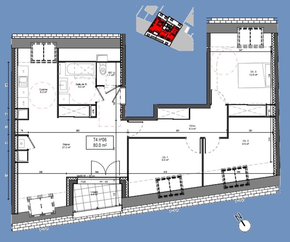 Vente Appartement appartement T4 neuf à vendre ROUEN Jardin des Plantes, surface hab 80 m2 + terrasse 4.40 m2 + park ext Rouen