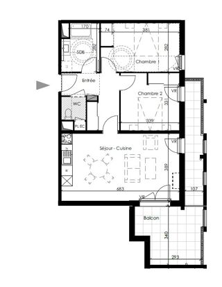  Appartement à louer 3 pièces 66 m²