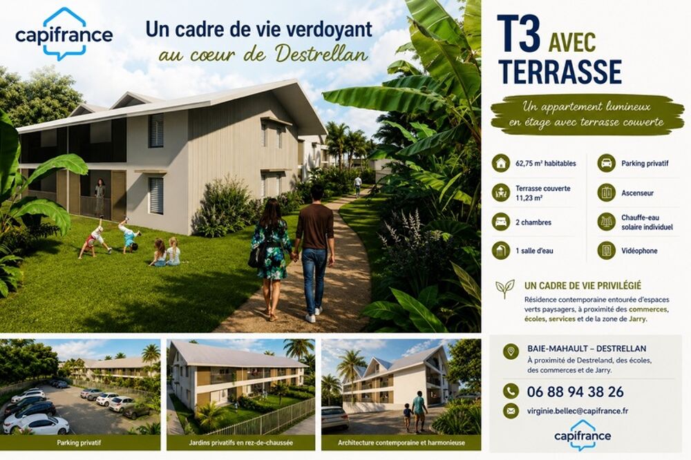 Vente Appartement T3 avec terrasse dans un environnement paysager privilégié à Baie-Mahault Baie mahault