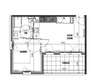  Appartement à louer 2 pièces 37 m²