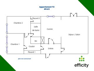  Appartement � vendre 3 pi�ces 65 m�