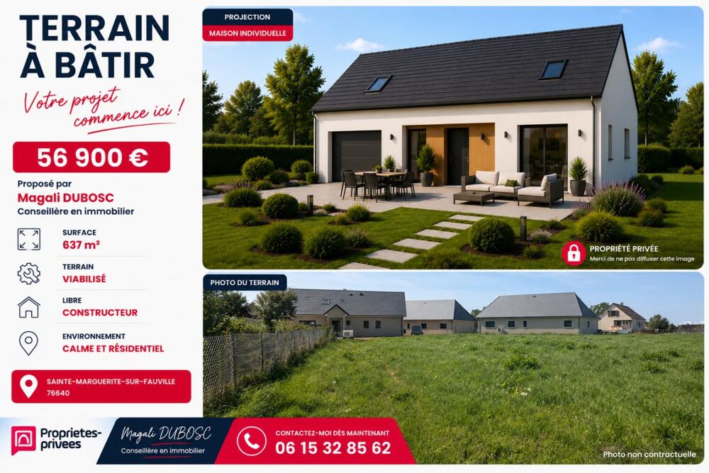 Vente Terrain Terrain à bâtir viabilisé 637m2 - cadre calme Sainte marguerite sur fauville