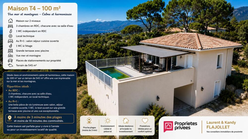 Vente Maison Villa T4 avec piscine VUE MER - LECCI (20137) - CORSE DU SUD - FRANCE Lecci