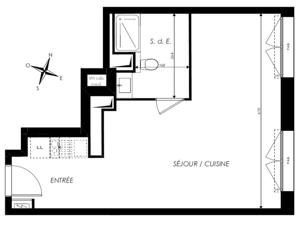 Vente Appartement appartement T1 à vendre COURBEVOIE (92), surface habitable 37.39 m2 + 1 park en s-sol Courbevoie