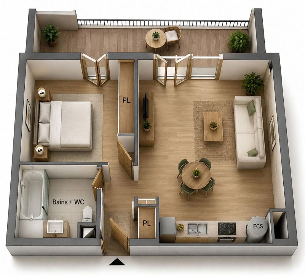 VALRAS-PLAGE, T2 43 m² PLUS 15 m² DE BALCON. À 900 m DE LA MER