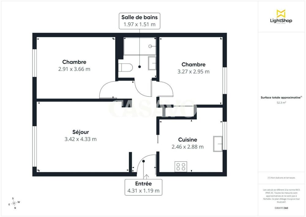 Vente Appartement Vente Appartement 3 pièces de 53m² - 69008 Lyon Lyon 8