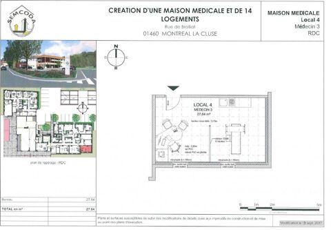 MONTREAL LA CLUSE - Cabinet m&eacute;dical &agrave; louer 509 01000 Montreal la cluse