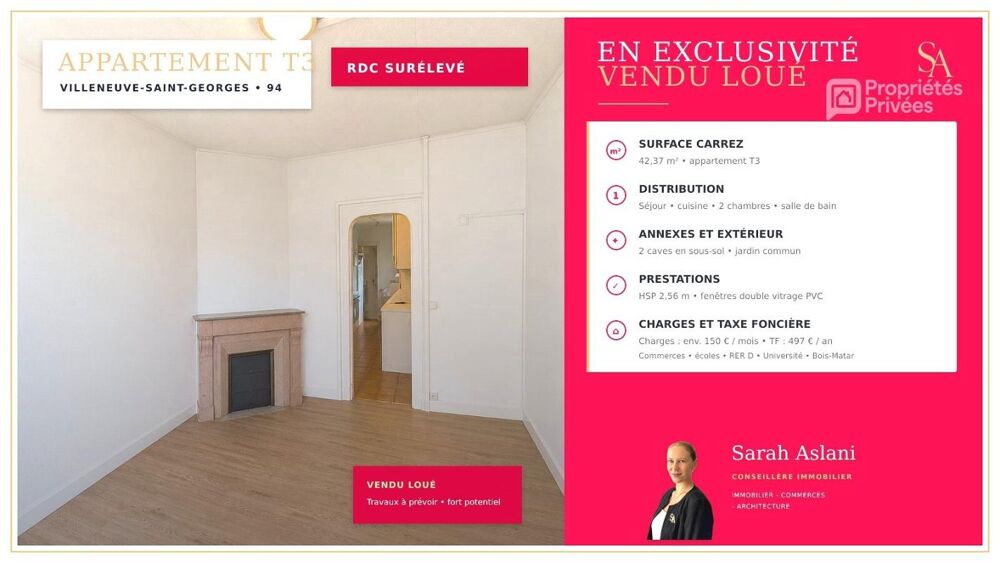 Appartement 3 pièces 42 m² · à Villeneuve Saint Georges · 42 m² · 99 000 €