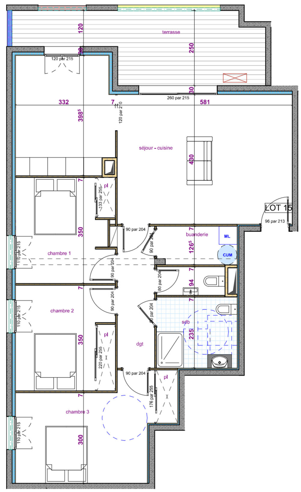 Vente Appartement à vendre BORGO (20) appartement 4 pièces de 94,30 m2 avec terrasse et vue mer Borgo