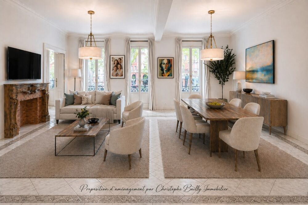 Vente Appartement Toulouse Jean-Jaurès, appartement haussmannien familial de 158 m² avec balcon filant et ascenseur Toulouse