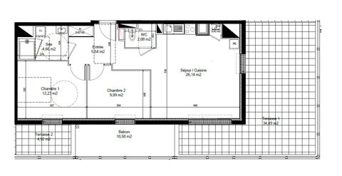  Appartement � louer 3 pi�ces 61 m�