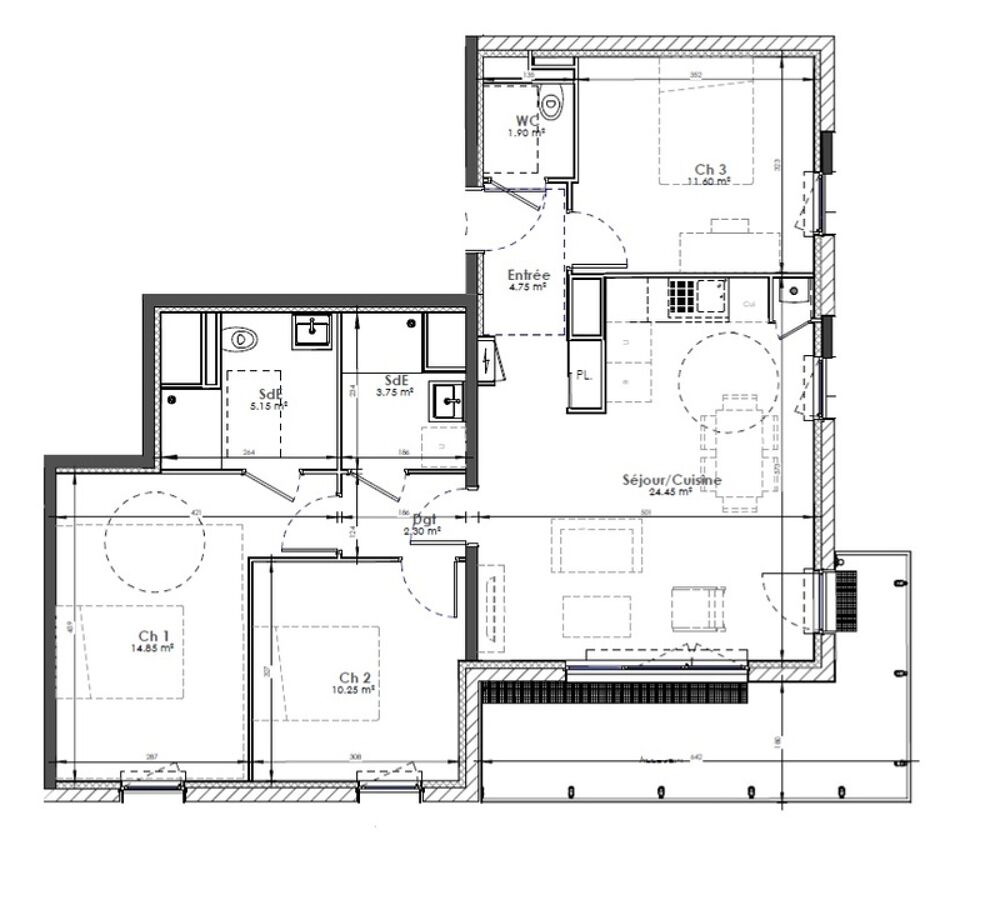 Vente Appartement appartement neuf T4  vendre ROUEN (76) surface 79.05 m2 + balcon 13.10 m2 Rouen