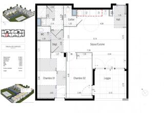  Appartement � vendre 3 pi�ces 65 m�