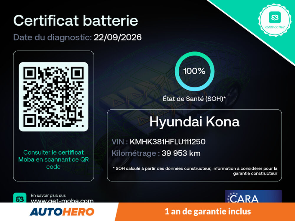 Kona Electrique 39 kWh Business 136 ch 2021 occasion 92130 Issy-les-Moulineaux