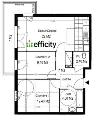  Appartement à vendre 3 pièces 60 m²