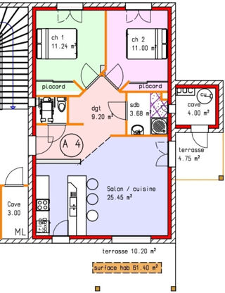  Appartement � vendre 3 pi�ces 61 m�