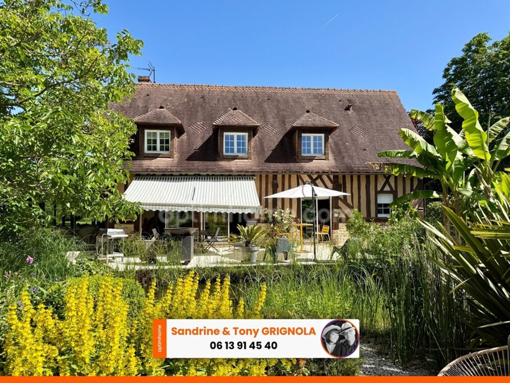 Maison normande de caractère de 162m² avec dépendances, 6 pièces, 3 chambres, plan d'eau et parc paysager - CERNAY (14290)
