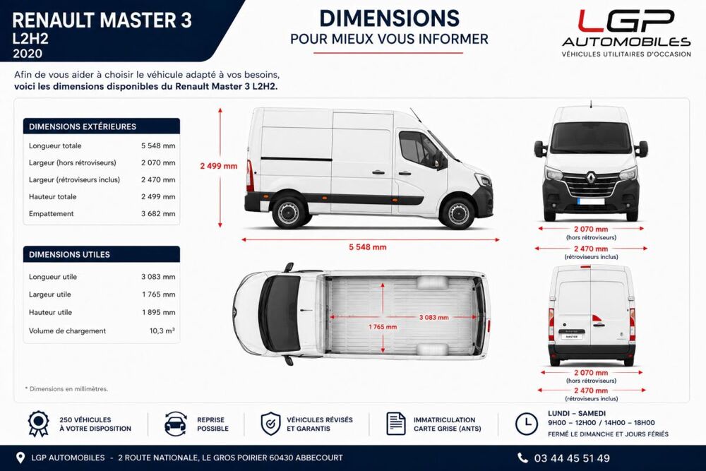 Master 1&deg; Main / 2.3 Dci 135cv de 2023 L2H2 version GRAND CONFORT 3 2023 occasion 60430 Abbecourt