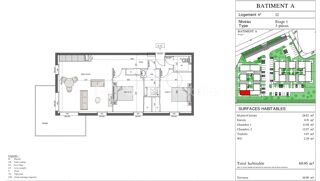  Appartement  vendre 3 pices 69 m