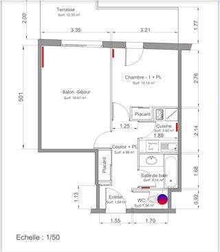  Appartement � vendre 2 pi�ces 43 m�