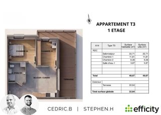  Appartement à vendre 3 pièces 49 m²