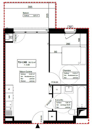  Appartement à louer 2 pièces 39 m²