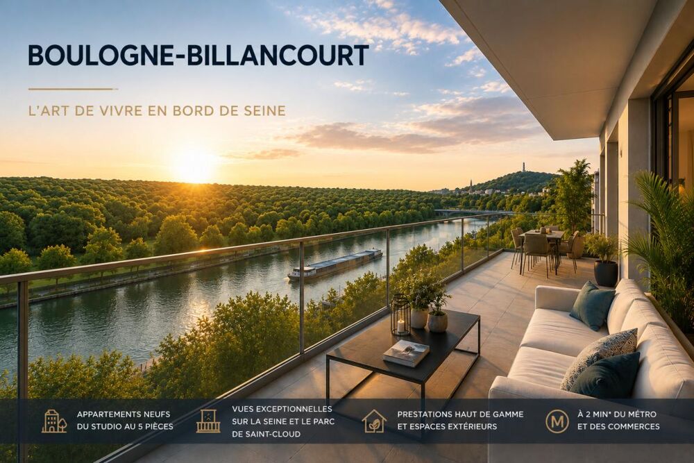 Vente Appartement RARE T2 à 2 minutes à pieds du métro avec vue imprenable sur la seine et le parc de Saint-Cloud ! Boulogne billancourt