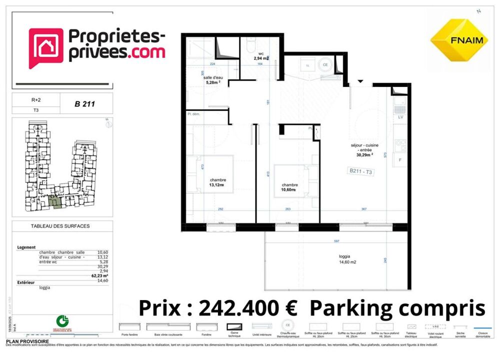 Vente Appartement QUARTIER RESIDENTIEL - Appartement  3 pièce(s) 62.96 m2 Narbonne