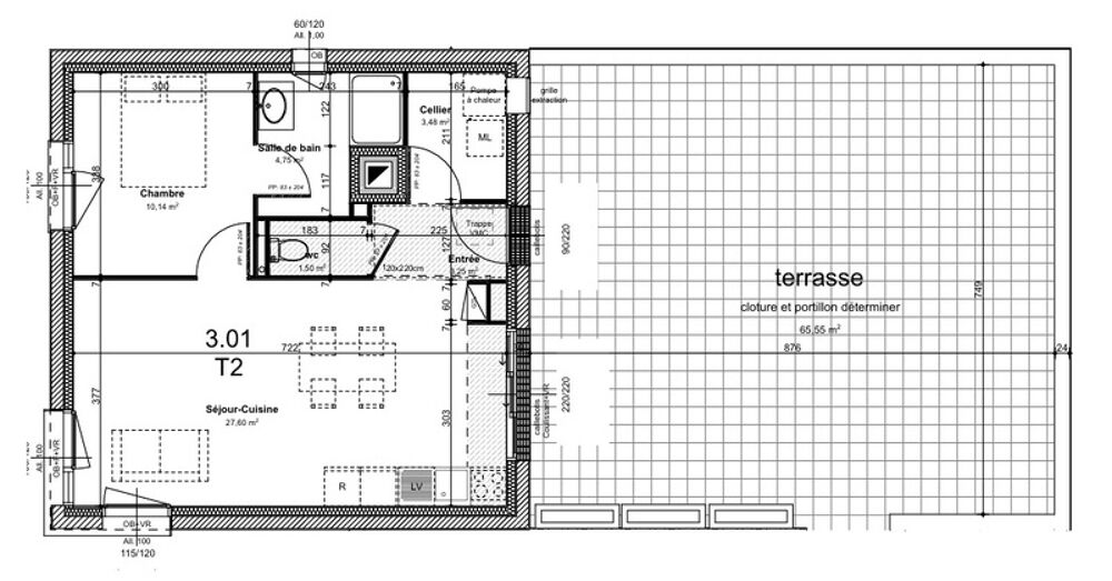 Vente Appartement appartement à vendre 2 pièces avec Terrasse LAIZE LA VILLE (14) Laize la ville