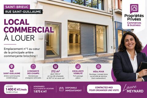 22000 SAINT BRIEUC -  : LOCATION  LOCAL COMMERCIAL 212 M&sup2; 1400 22000 Saint brieuc