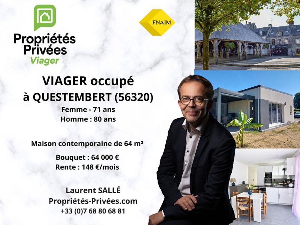 Vente Maison VIAGER OCCUPÉ : Maison contemporaine de plain-pied de 2019, proche du centre-ville Questembert