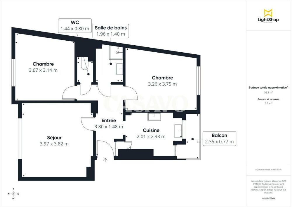 Vente Appartement 3 pièces de 54m² - 75020 Paris