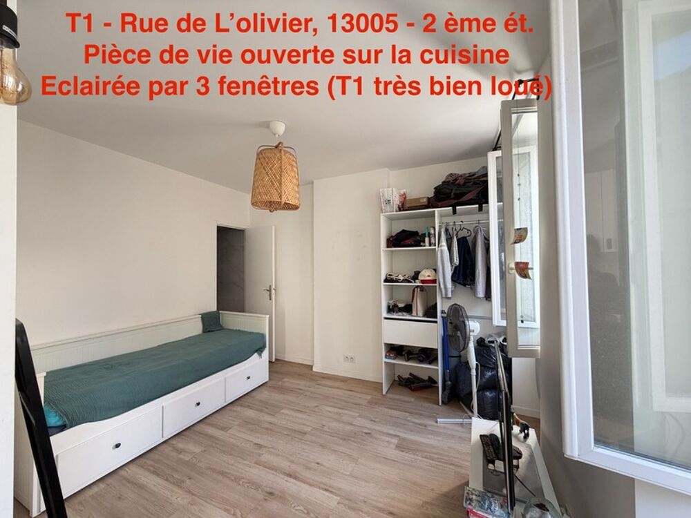 Vente Appartement 13005 - Quartier CAMAS - Rue de L'Olivier - 2ème étage - T1 - 20m2      99 000 euro FAI Marseille 5