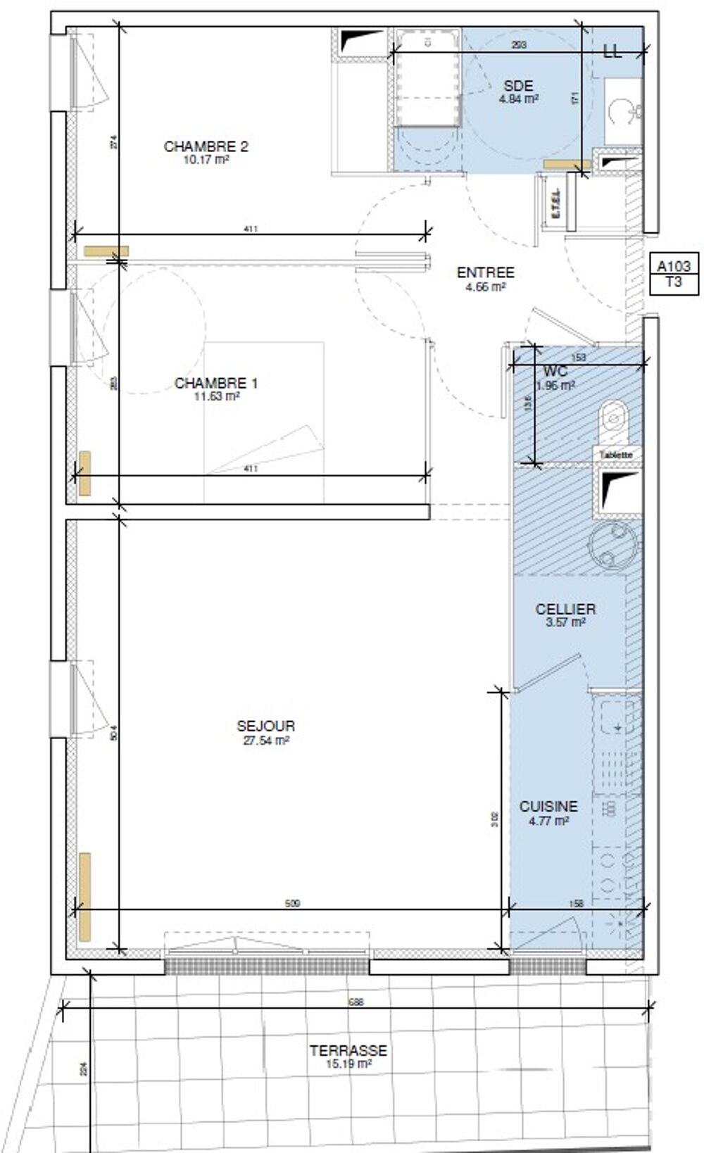 Location Appartement T3 avec balcon et parking à CAEN Caen
