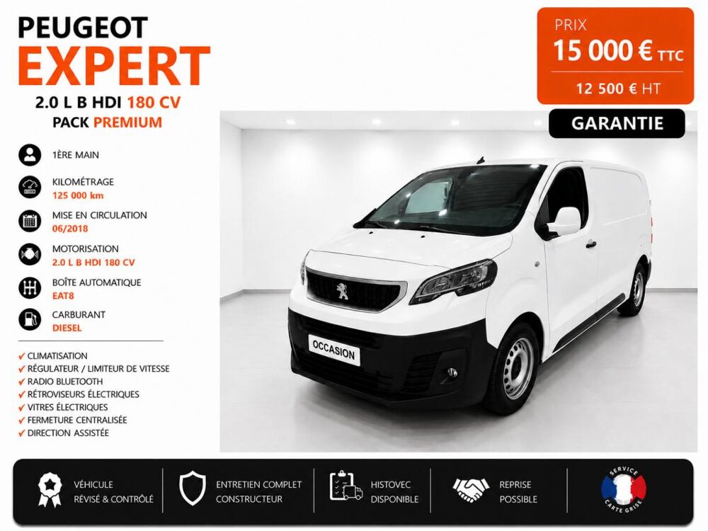 Expert 1&deg; Main / 2L B HDI 180cv L1H1 EAT8 BVA PREMIUM CLIM/CAMERA/L 2019 occasion 60430 Abbecourt