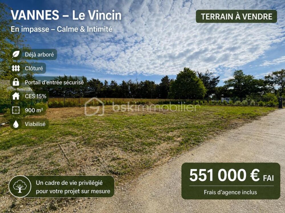 Vente Terrain Terrain de 900m2 - Vannes Le Vincin - en Impasse Vannes