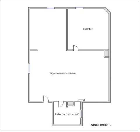 IVERNY appartement 2è étage, 2 pièces 61 m² au sol sous pente - 1 chambre (2è possible) - cuisine aménagée  - 1 box avec mezzani 114000 Saint-Soupplets (77165)