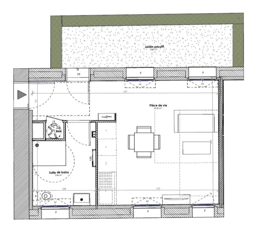 Vente Appartement Studio neuf après réhabilitation à vendre ROUEN rive droite, surface habitable 29,75 m2 + jardin 9,85 m2 Rouen
