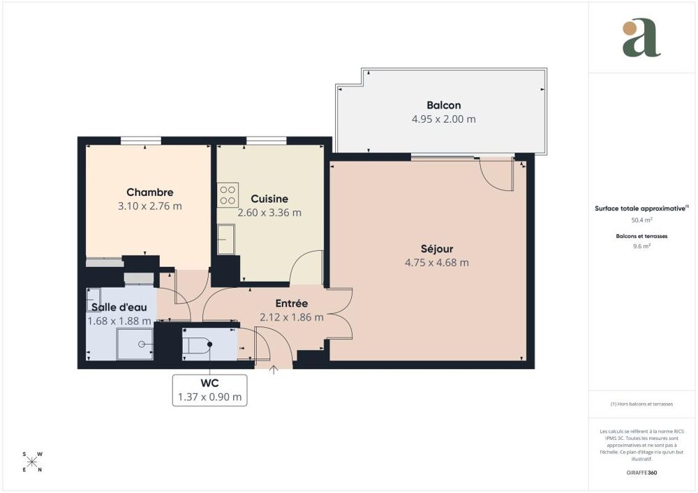 Grand 2 pièces avec terrasse et garage en vente à Bron (69500)