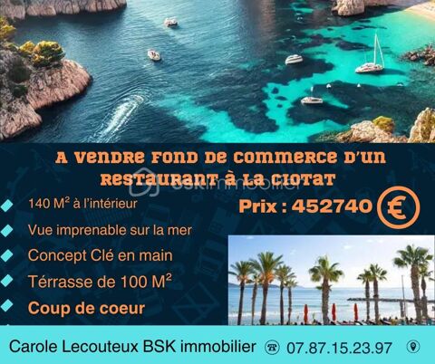 ?À vendre  Fonds de commerce restaurant avec vue mer exceptionnelle au bord de l'eau? 452740 13600 La ciotat