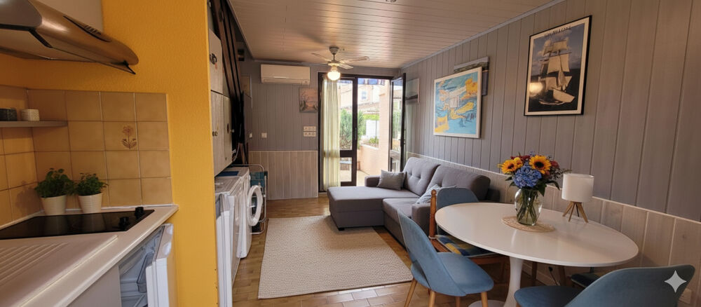 Narbonne Plage ? Pavillon T3 meublé à 400 m de la plage avec terrasse, climatisation et parking privatif