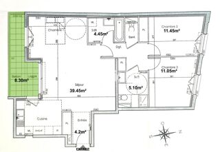  Appartement  vendre 4 pices 83 m