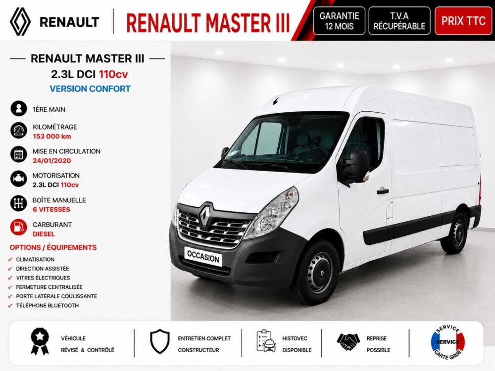 Master 1&deg; Main / 2.3 Dci 110cv de 2020 L2H2 3 PLACES Version Confor 2020 occasion 60430 Abbecourt