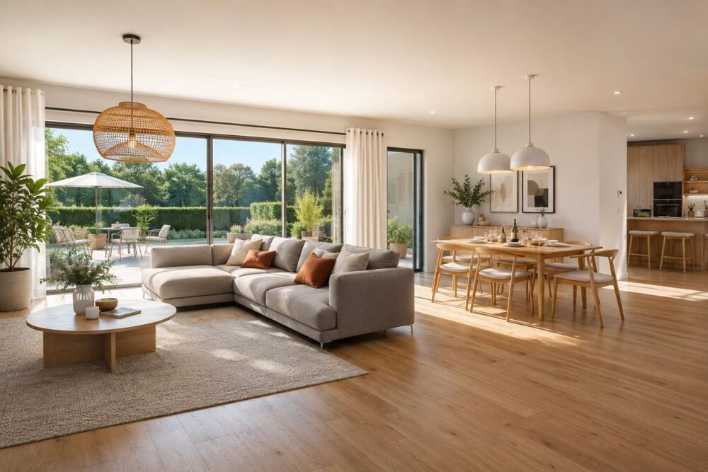 Maison avec garage, grand jardin, cellier, buanderie