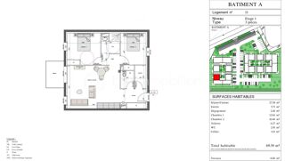  Appartement  vendre 3 pices 69 m