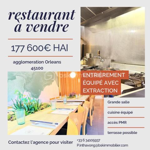 &Agrave; C&Eacute;DER � RESTAURANT 80 COUVERTS 177600 45100 Orleans